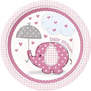 Umbrellaphants roze bordjes 23 cm 8 stuks